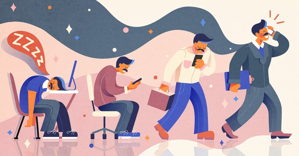 employee transitioning from asleep to actively engaged.