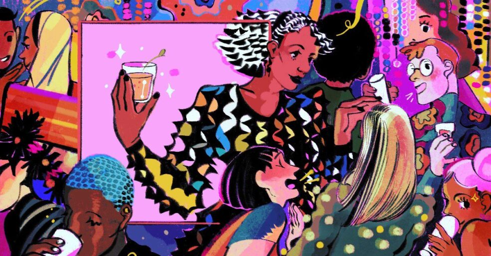 illustration of employees socializing