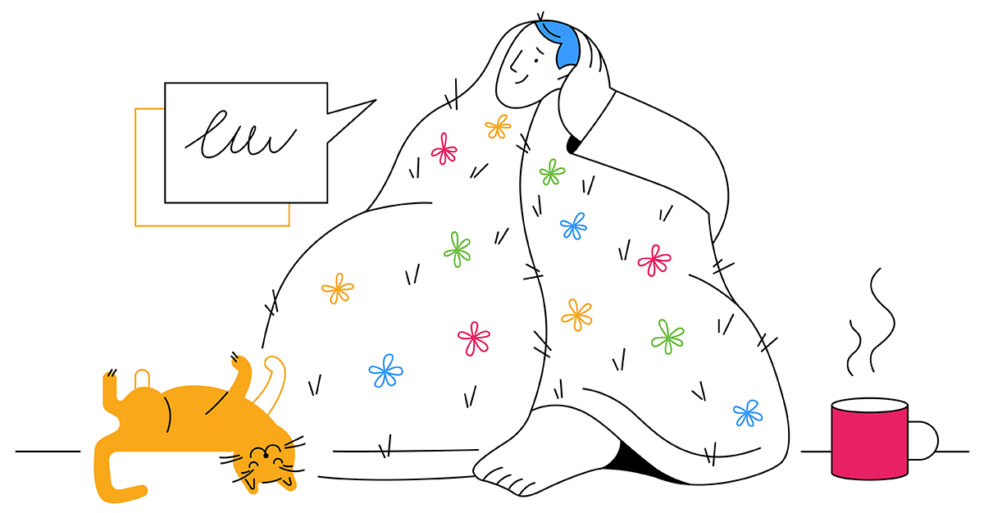 illustration of happy remote employee