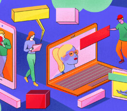 illustration of people communicating in various ways