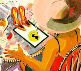 illustration of woman using social media to make online sales