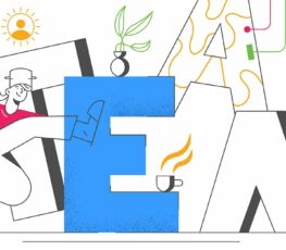 Virtual team building activities in colorful text.