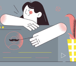 illustration of woman using social media