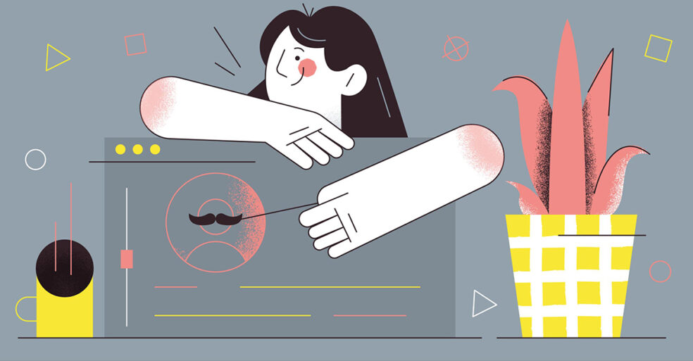 illustration of woman using social media