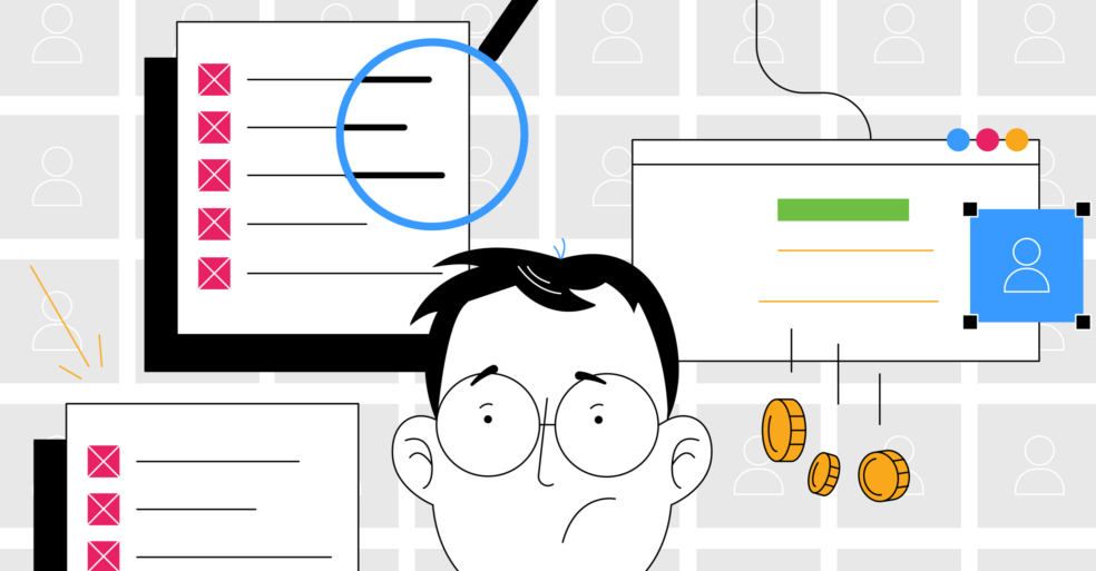 illustration of man deciding whether to hire recruiter