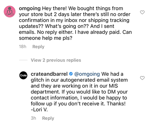 Customer service on social media.